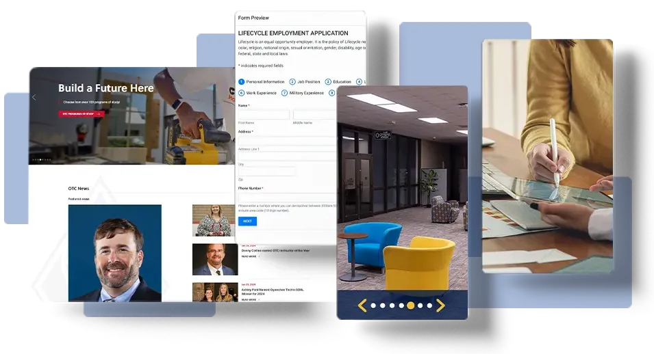 Montage of TWD web pages on laptop