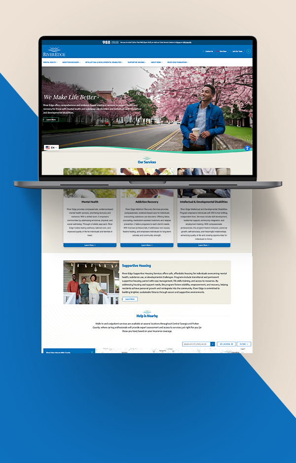 Open laptop displaying River Edge Behavioral Health