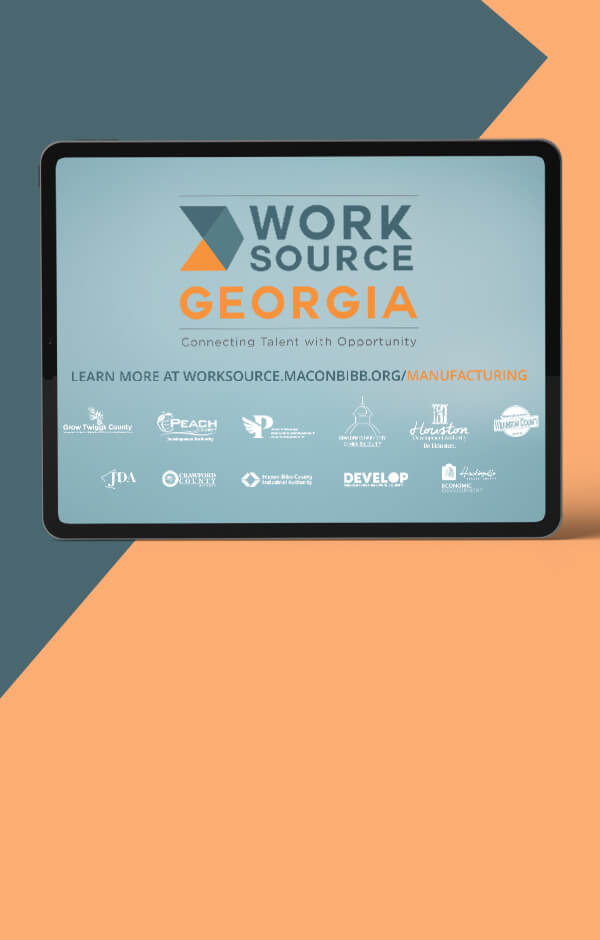 Tablet with an image showcasing a graphic for Middle Georgia Regional Commission